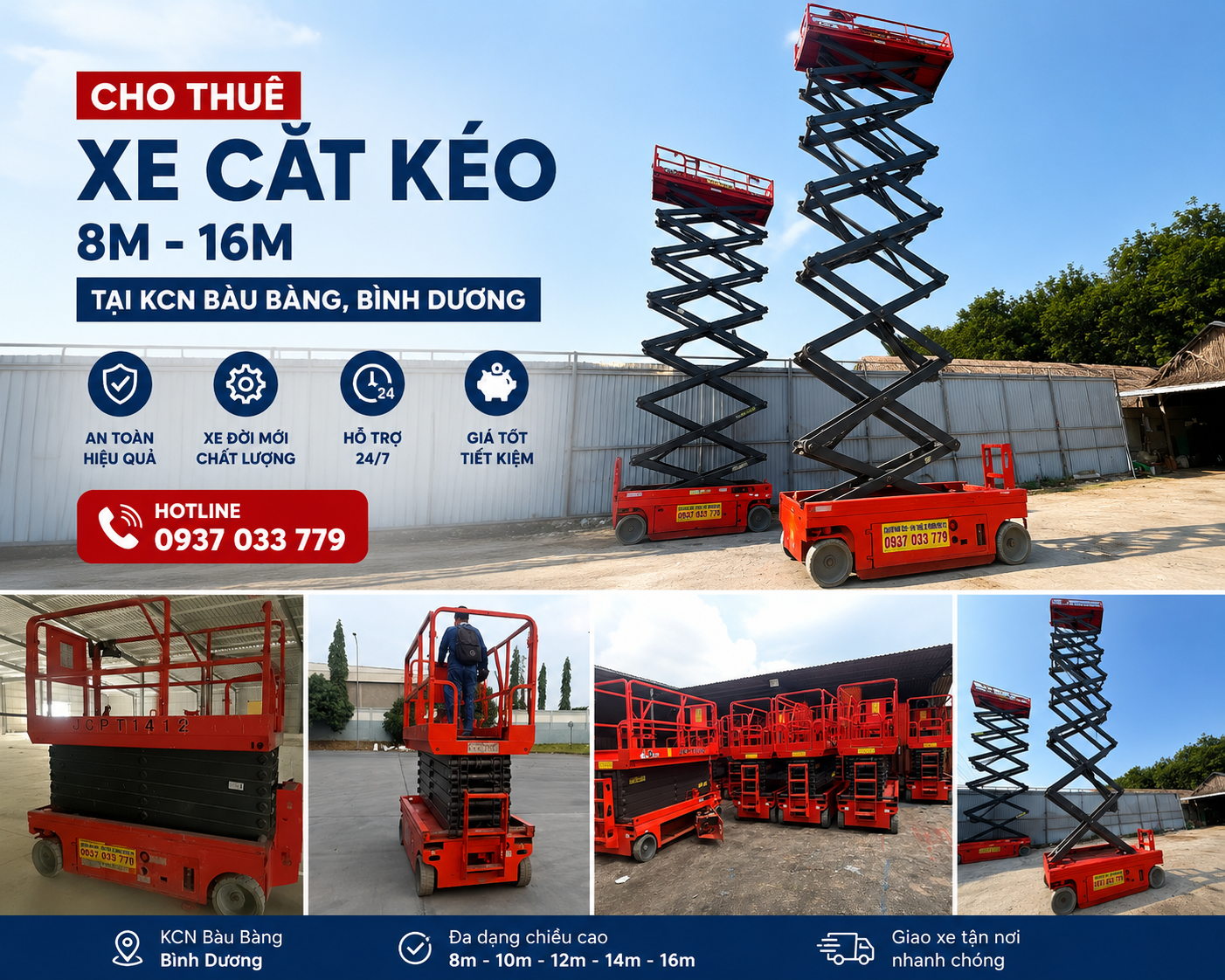 Cho Thuê Xe Cắt Kéo 8m Đến 16m Tại Kcn Bàu Bàng Bình Dương
